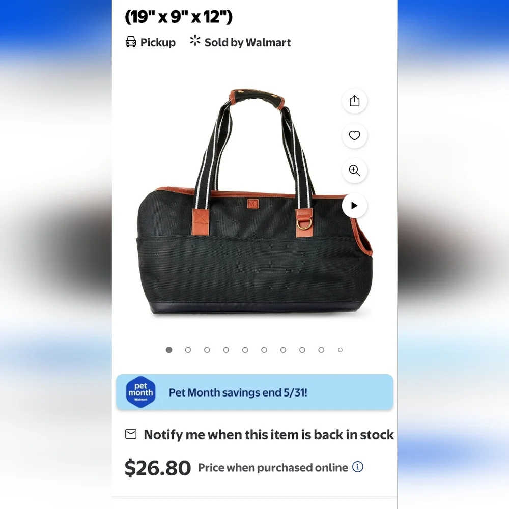 Stylish Black and Brown Pet Carrier by MZ Wallace